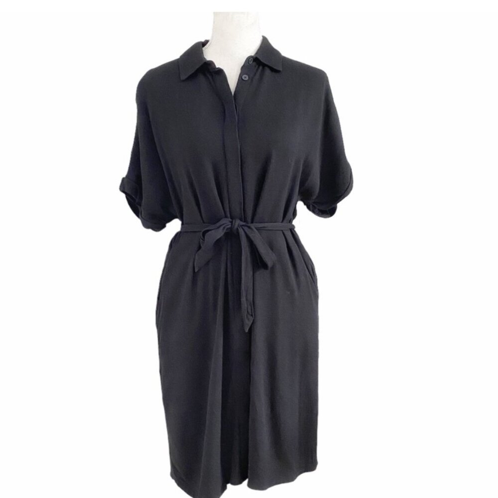 FRANK & OAK Button Down Belted Short Sleeve Shirt Dress - XS
